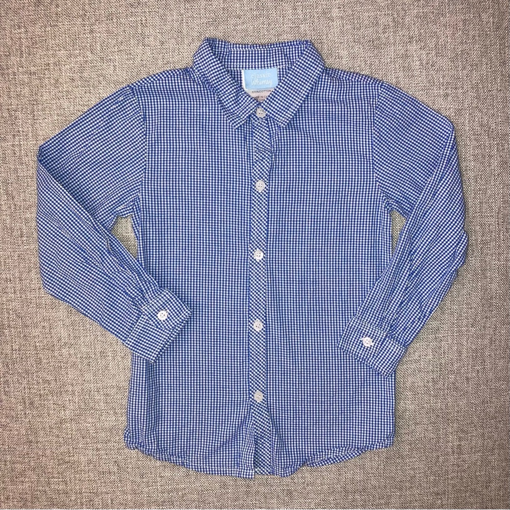 Classic Whimsy size 7 blue checkered shirt VGUC